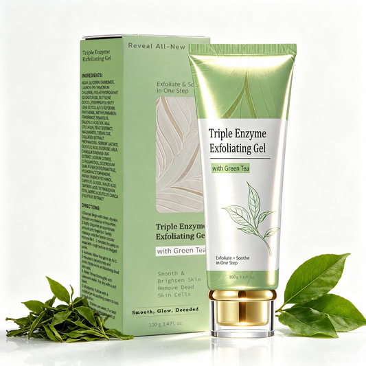 ✨Triple Enzyme Green Tea Aqua Peel Gel, Gentle Deep-Pore Facial Exfoliator with Natural Cellulose, Removes Dead Skin and Reveals Smoother, Cleaner-Looking Skin