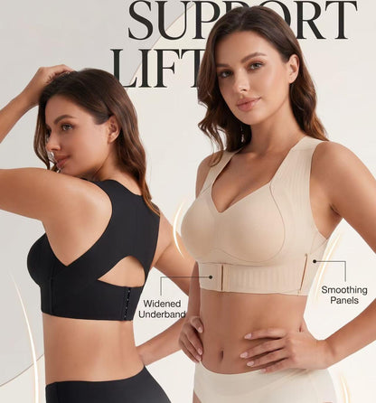 LAST DAY - BUY 1 GET 1 FREE😍Women’s Push-Up Posture Support Bra – Wireless Front-Closure Shaping Bra with Back-Smoothing Support, Wide Straps & Molded Cups