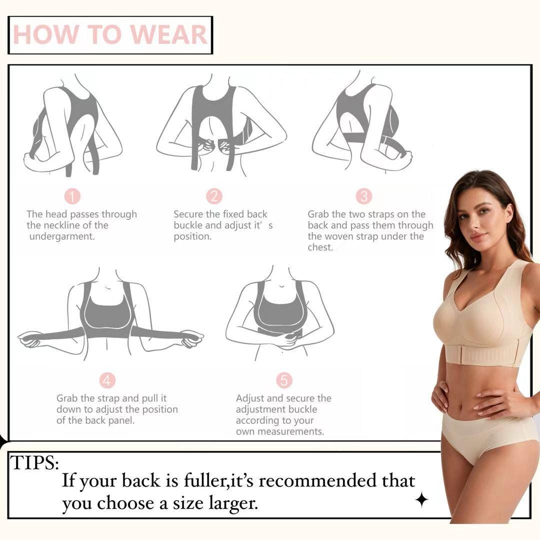 LAST DAY - BUY 1 GET 1 FREE😍Women’s Push-Up Posture Support Bra – Wireless Front-Closure Shaping Bra with Back-Smoothing Support, Wide Straps & Molded Cups