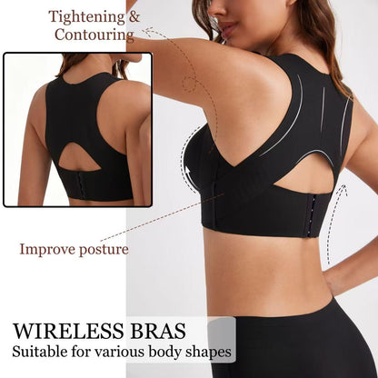 LAST DAY - BUY 1 GET 1 FREE😍Women’s Push-Up Posture Support Bra – Wireless Front-Closure Shaping Bra with Back-Smoothing Support, Wide Straps & Molded Cups