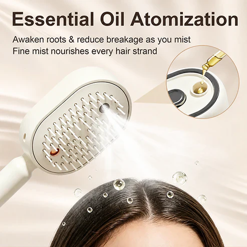 LAST DAY - BUY 1 GET 1 FREE 😍 Essential Oil Mist Air Cushion Massage Comb Self Cleaning Anti Static Hair Care Brush