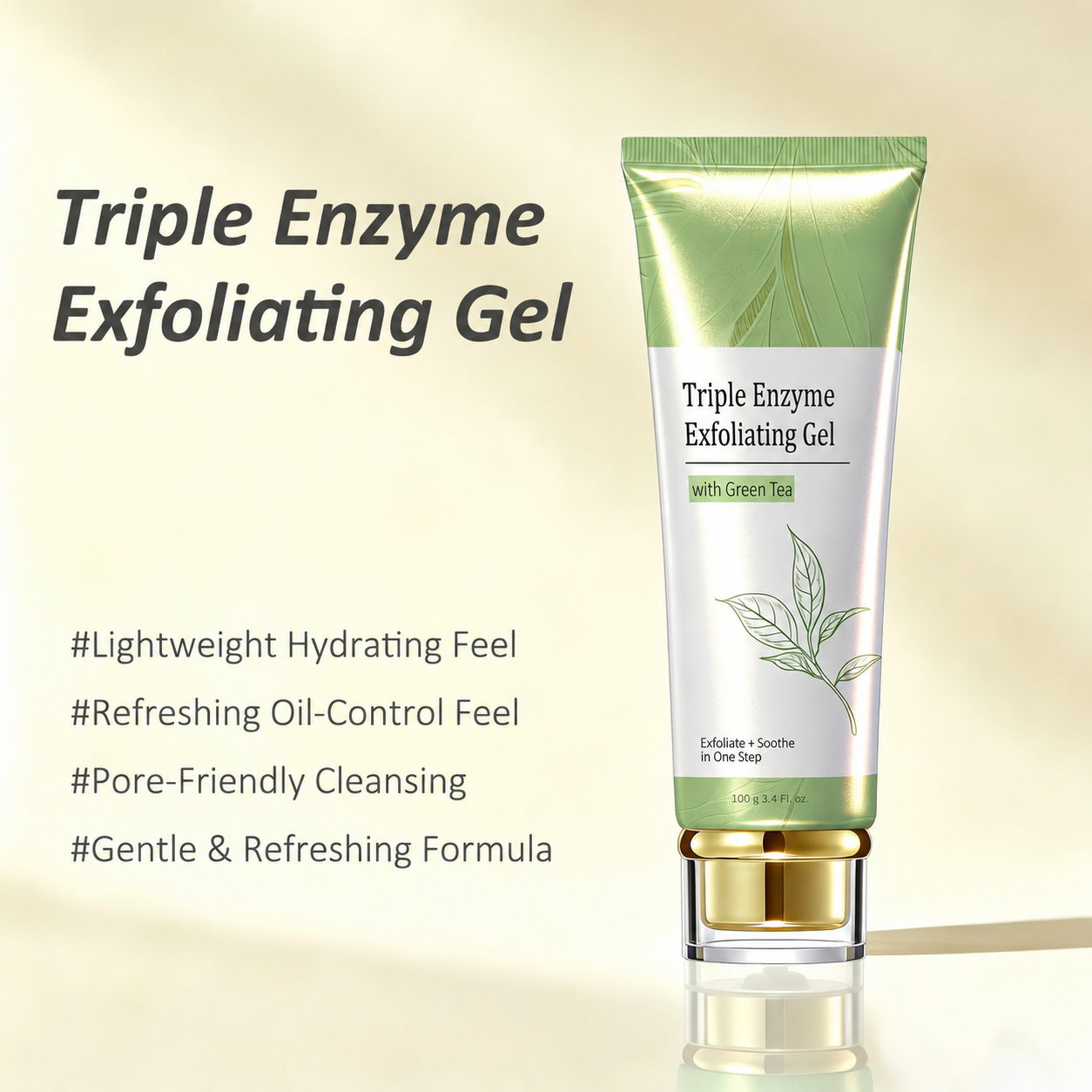 ✨Triple Enzyme Green Tea Aqua Peel Gel, Gentle Deep-Pore Facial Exfoliator with Natural Cellulose, Removes Dead Skin and Reveals Smoother, Cleaner-Looking Skin
